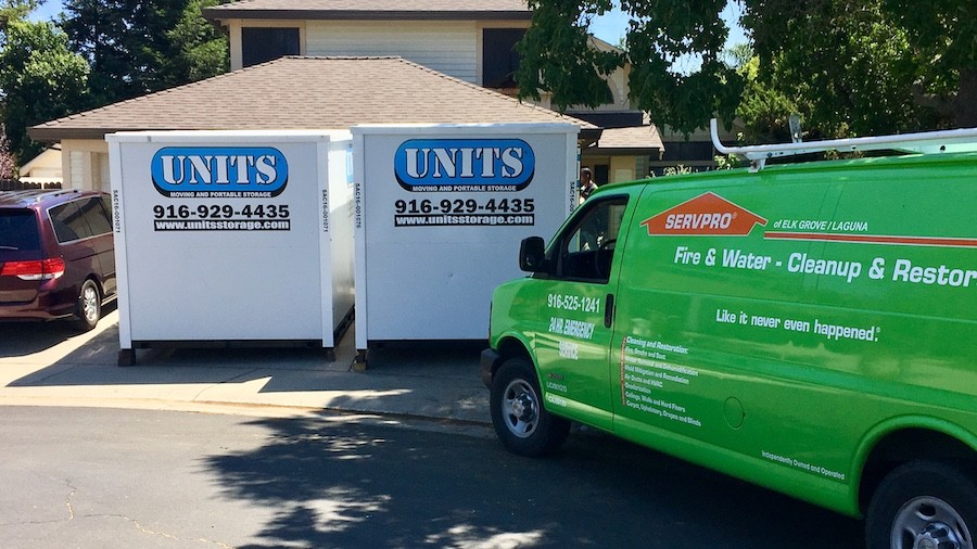 image of two commercial portable storage in west sacramento containers in front of a home